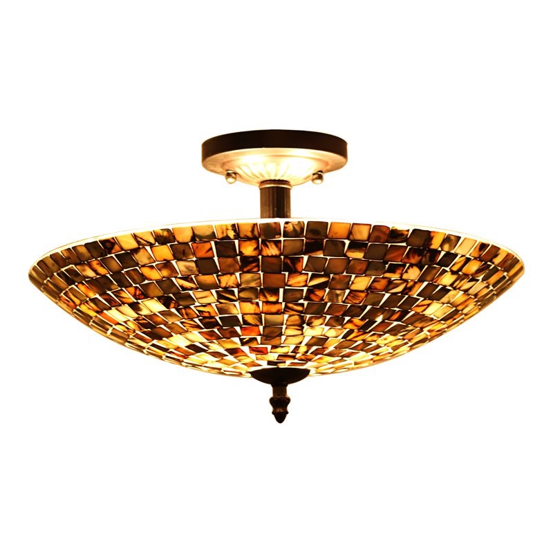 Chloe Lighting Crown 2-Light Metal Semi-Flush in Ceiling Fixture Seashell