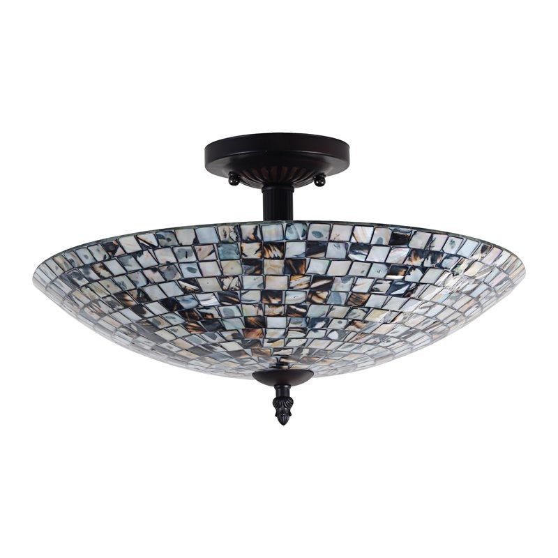 Chloe Lighting Crown 2-Light Metal Semi-Flush in Ceiling Fixture Seashell