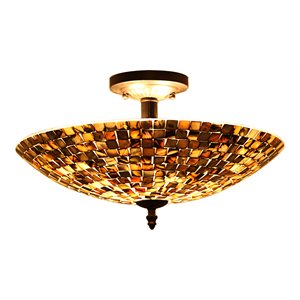 chloe lighting crown 2-light metal semi-flush in ceiling fixture seashell