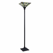 Chloe Lighting Mission Kinsey 1-Light Metal Torchiere Floor Lamp in Black Bronze