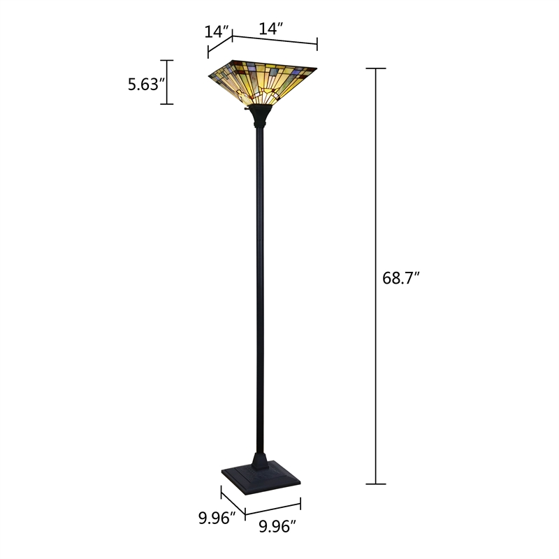 Chloe Lighting Mission Kinsey 1-Light Metal Torchiere Floor Lamp in Black Bronze