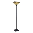 Chloe Lighting Mission Kinsey 1-Light Metal Torchiere Floor Lamp in Black Bronze