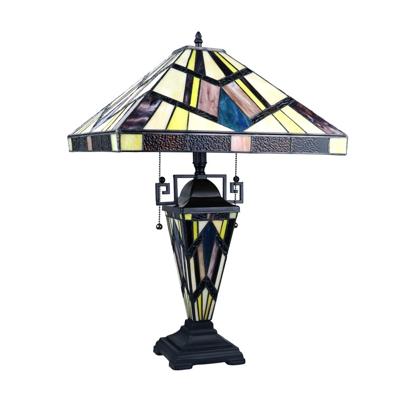 Chloe Lighting Mission Vincent 3-Light Metal Table Lamp in Blackish Bronze