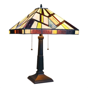 chloe lighting mission vincent 2-light metal table lamp in blackish bronze