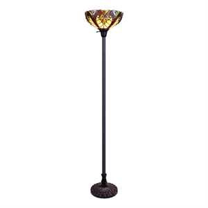 chloe lighting victorian adia 1-light metal torchiere floor lamp in dark bronze