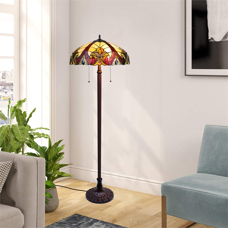 Chloe Lighting Victorian Adia 2-Light Metal Floor Lamp in Dark Bronze