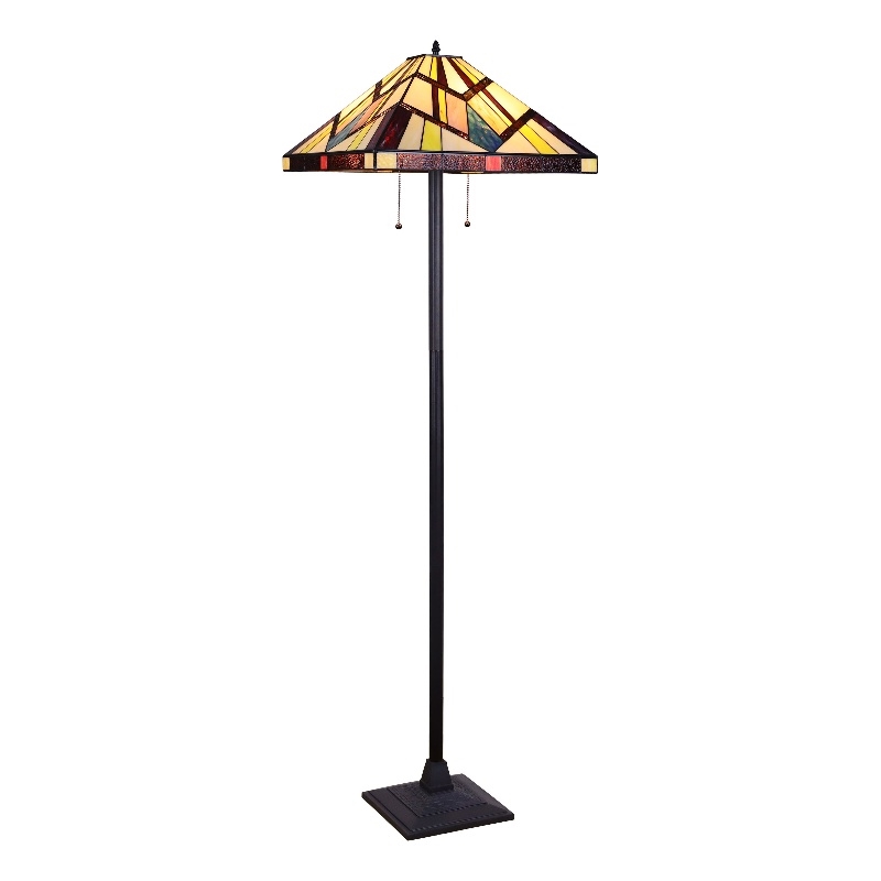 Chloe Lighting Mission Vincent 2-Light Metal Floor Lamp in Blackish Bronze