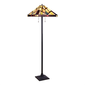 chloe lighting mission vincent 2-light metal floor lamp in blackish bronze
