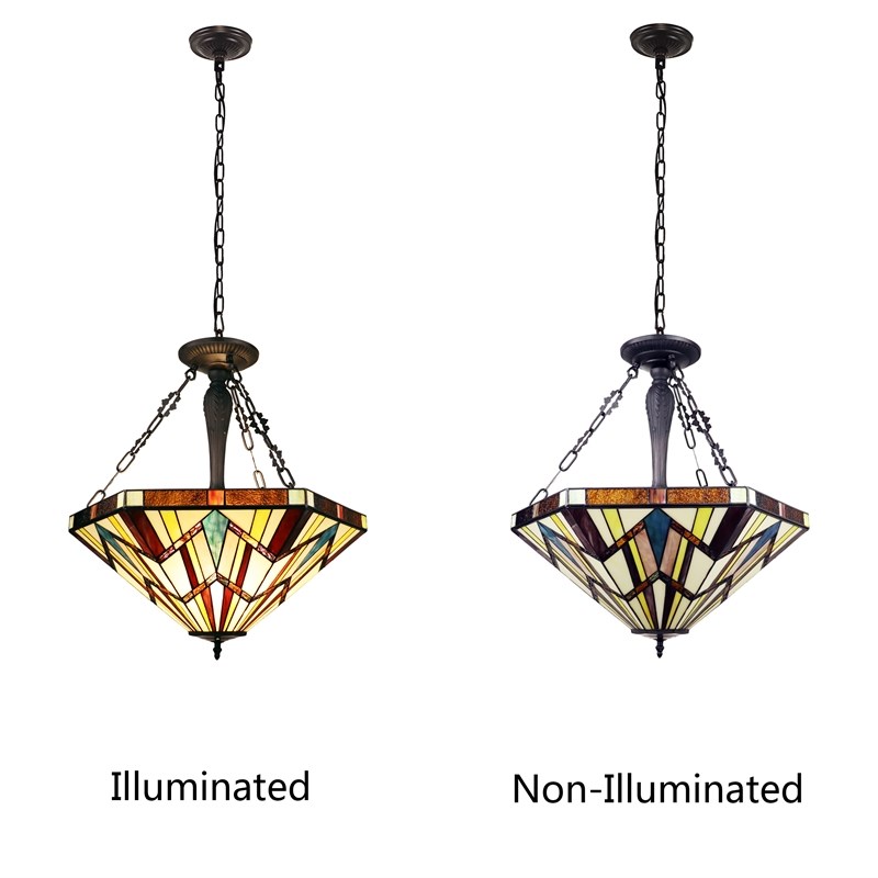 Chloe Lighting Mission Vincent 3-Light Metal Inverted Pendant in Blackish Bronze