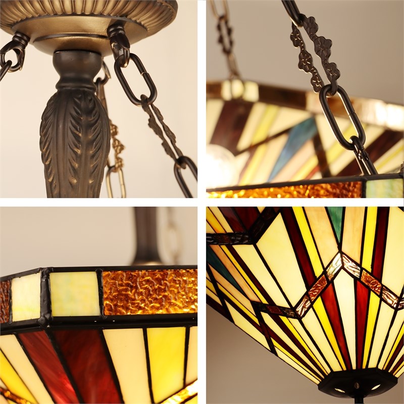 Chloe Lighting Mission Vincent 3-Light Metal Inverted Pendant in Blackish Bronze