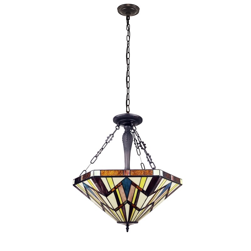 Chloe Lighting Mission Vincent 3-Light Metal Inverted Pendant in Blackish Bronze