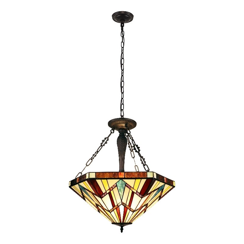 Chloe Lighting Mission Vincent 3-Light Metal Inverted Pendant in Blackish Bronze