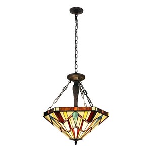 Chloe Lighting Mission Vincent 3-Light Metal Inverted Pendant in Blackish Bronze