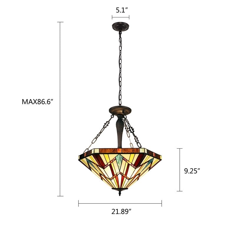 Chloe Lighting Mission Vincent 3-Light Metal Inverted Pendant in Blackish Bronze