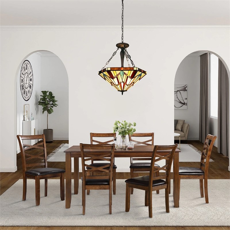 Chloe Lighting Mission Vincent 3-Light Metal Inverted Pendant in Blackish Bronze