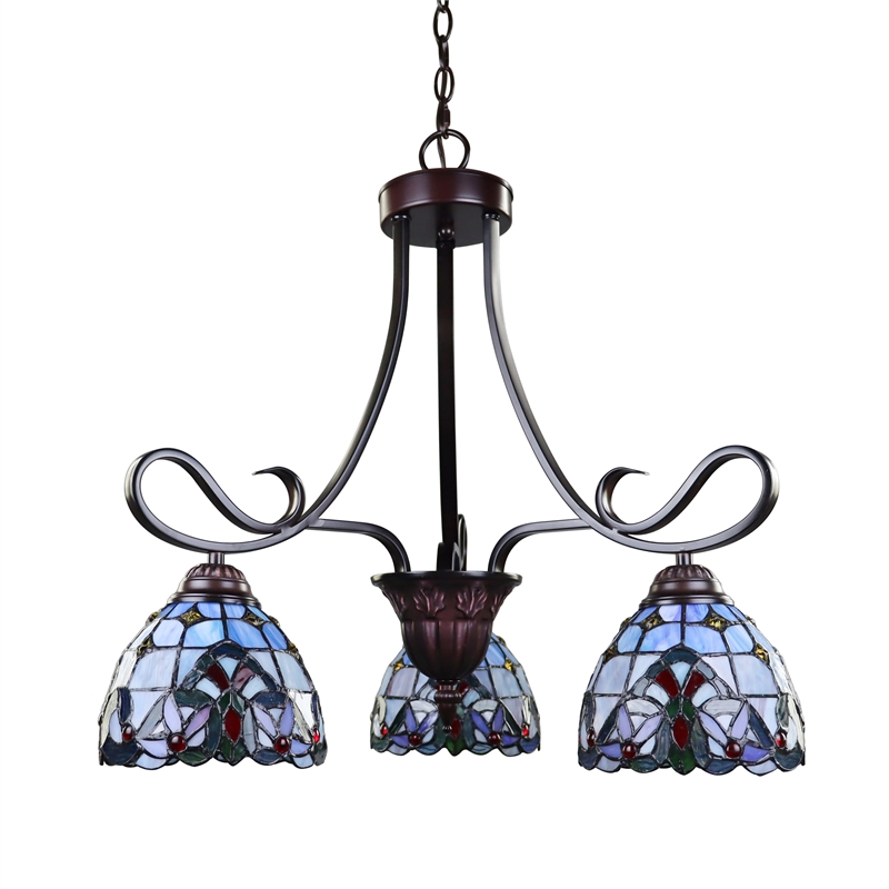 Chloe Lighting Victorian Grenville 3-Light Metal Mini-Chandelier in Black Bronze