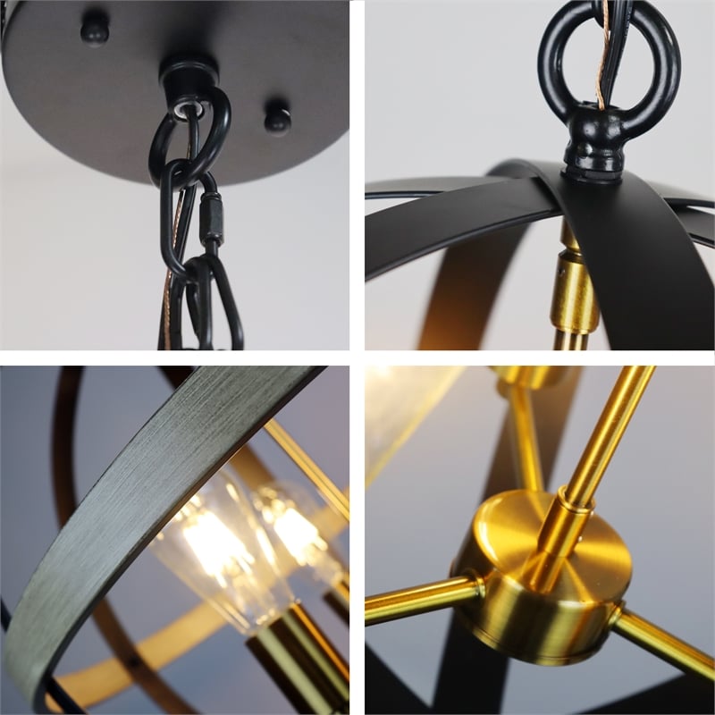 Chloe Lighting Farmhouse 3-Light Glass Ceiling Pendant in Multi-Color