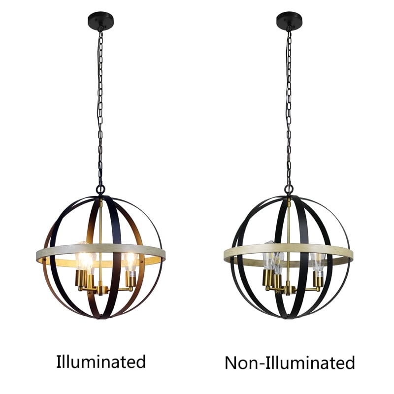 Chloe Lighting Farmhouse 3-Light Glass Ceiling Pendant in Multi-Color