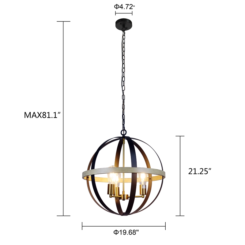 Chloe Lighting Farmhouse 3-Light Glass Ceiling Pendant in Multi-Color
