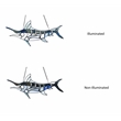 Chloe Lighting Animal Swordfish Design Glass & Metal Window Panel in Blue