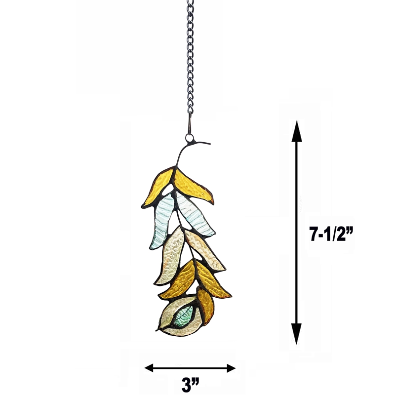 Chloe Lighting Animal Feather Design Glass & Metal Window Panel in White/Yellow