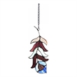 Chloe Lighting Animal Feather Design Glass & Metal Window Panel in Red/Blue