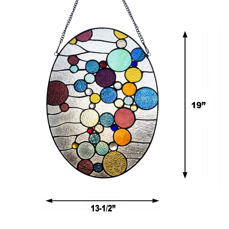Chloe Lighting Geometric Bubbles Design Glass Window Panel in Multi-Color