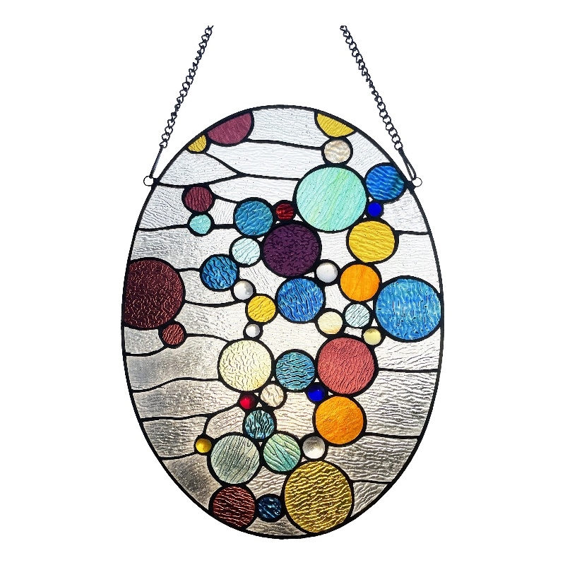 Chloe Lighting Geometric Bubbles Design Glass Window Panel in Multi-Color