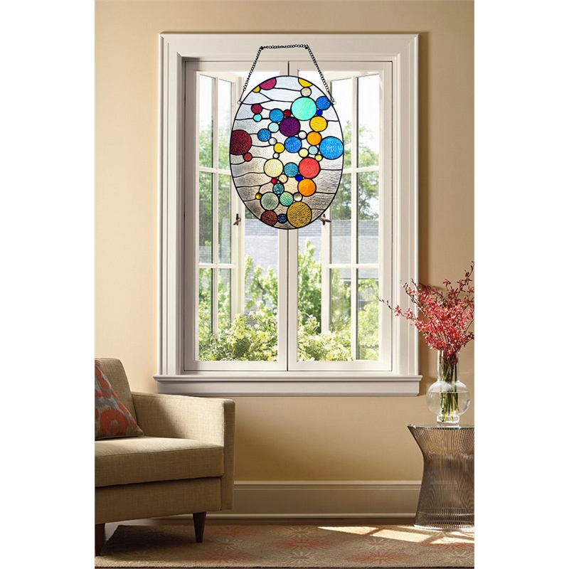 Chloe Lighting Geometric Bubbles Design Glass Window Panel in Multi-Color