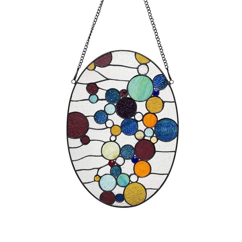Chloe Lighting Geometric Bubbles Design Glass Window Panel in Multi-Color