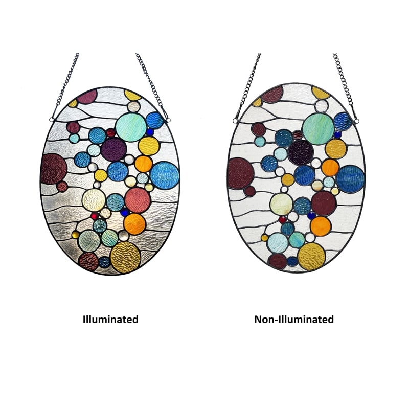 Chloe Lighting Geometric Bubbles Design Glass Window Panel in Multi-Color