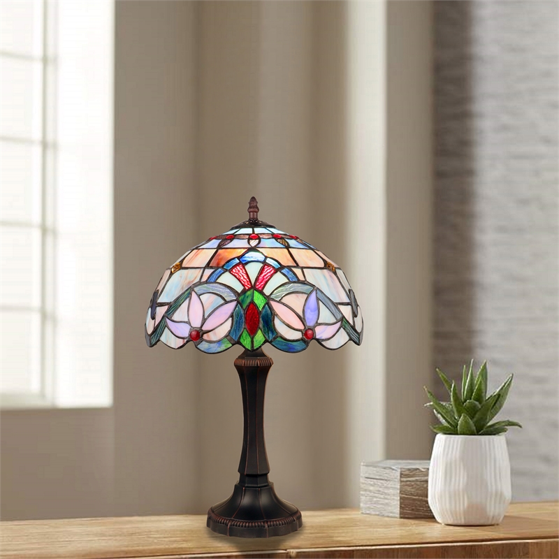 Chloe Lighting Victorian 1-Light Glass & Metal Table Lamp in Multi-Color