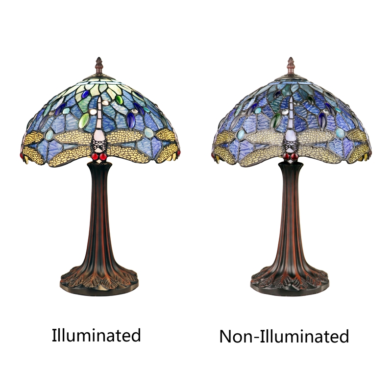 Chloe Lighting Dragonfly 1-Light Glass Table Lamp in Multi-Color