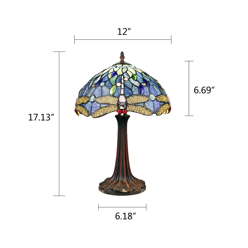 Chloe Lighting Dragonfly 1-Light Glass Table Lamp in Multi-Color
