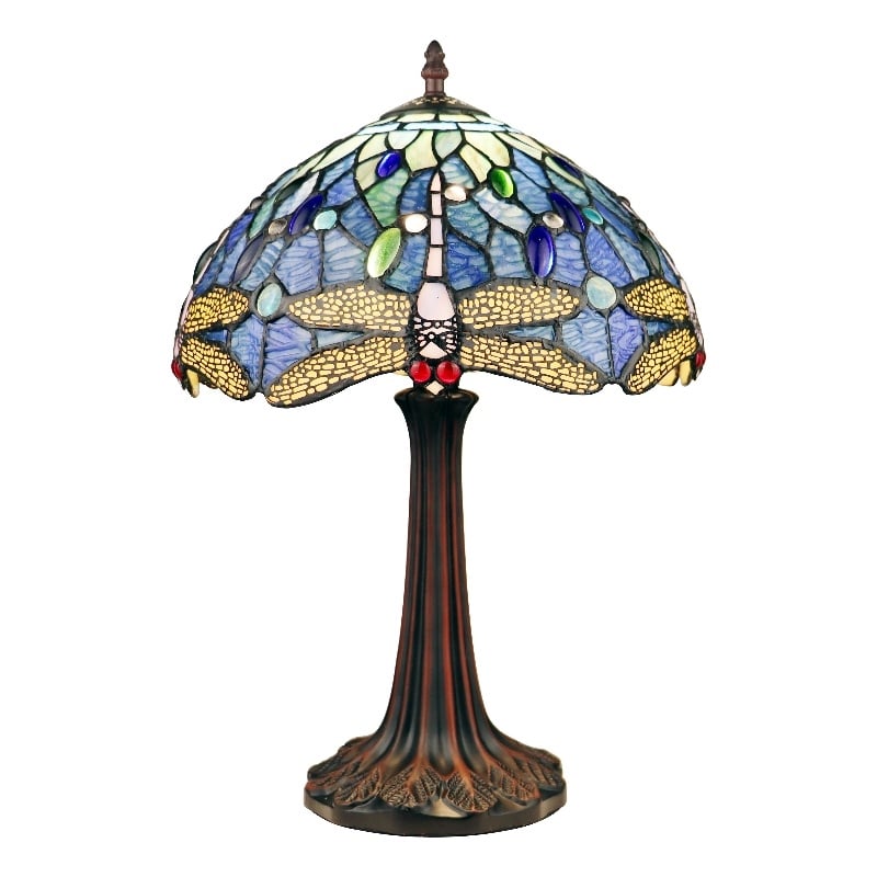 Chloe Lighting Dragonfly 1-Light Glass Table Lamp in Multi-Color