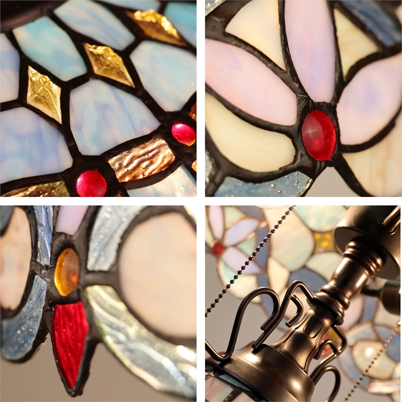 Chloe Lighting Victorian 3-Light Glass & Metal Table Lamp in Multi-Color