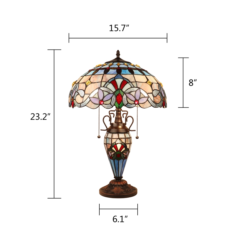 Chloe Lighting Victorian 3-Light Glass & Metal Table Lamp in Multi-Color