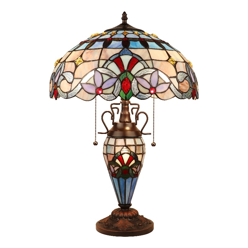 Chloe Lighting Victorian 3-Light Glass & Metal Table Lamp in Multi-Color