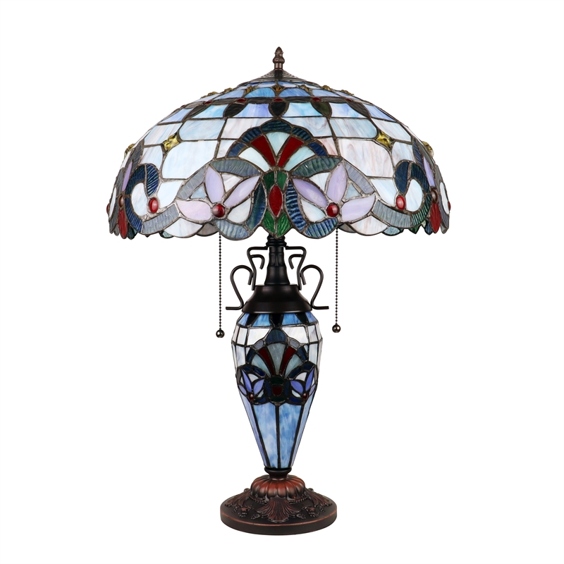 Chloe Lighting Victorian 3-Light Glass & Metal Table Lamp in Multi-Color