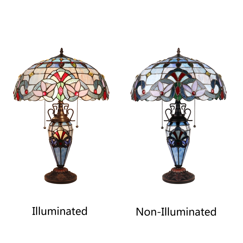 Chloe Lighting Victorian 3-Light Glass & Metal Table Lamp in Multi-Color