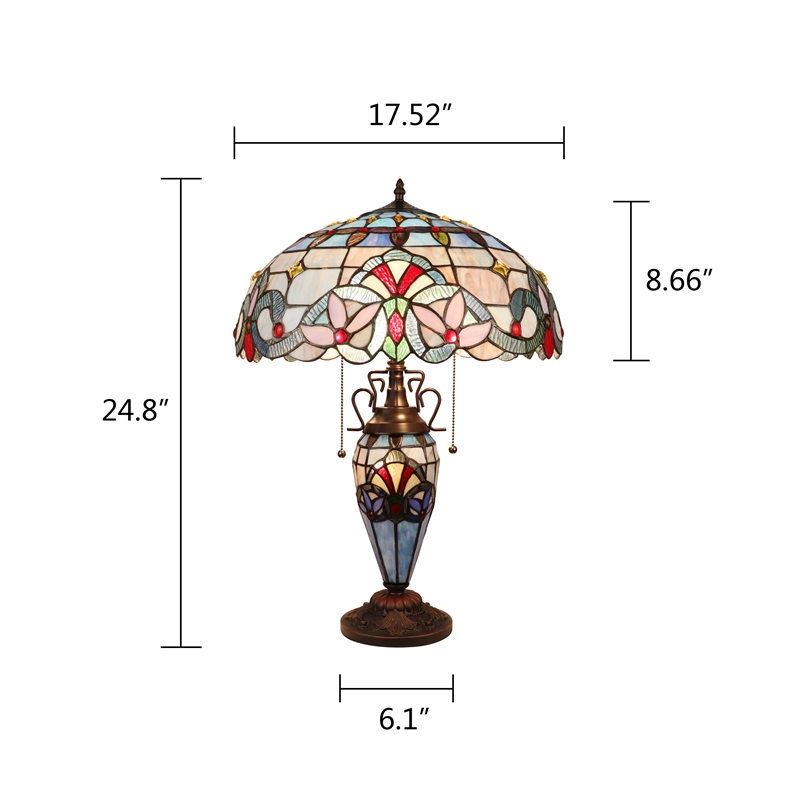 Chloe Lighting Victorian 3-Light Glass & Metal Table Lamp in Multi-Color