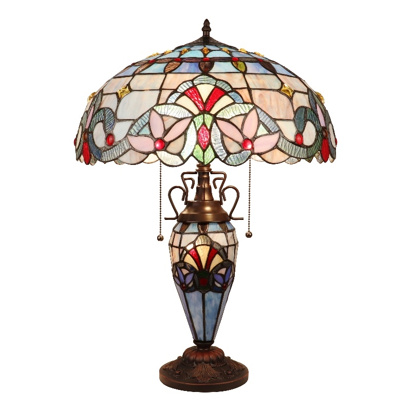 Chloe Lighting Victorian 3-Light Glass & Metal Table Lamp in Multi-Color