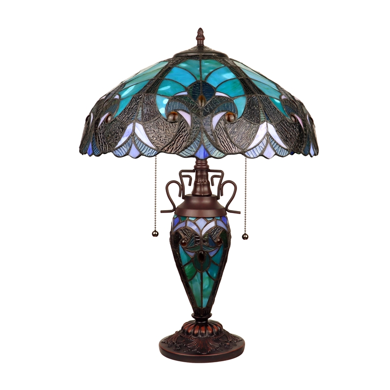 Chloe Lighting Victorian 3-Light Glass & Metal Table Lamp in Multi-Color