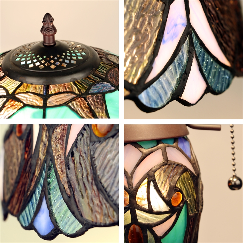 Chloe Lighting Victorian 3-Light Glass & Metal Table Lamp in Multi-Color