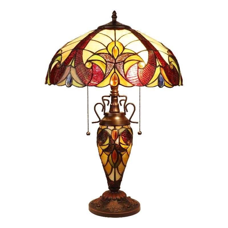 Chloe Lighting Victorian 3-Light Glass & Metal Table Lamp in Multi-Color