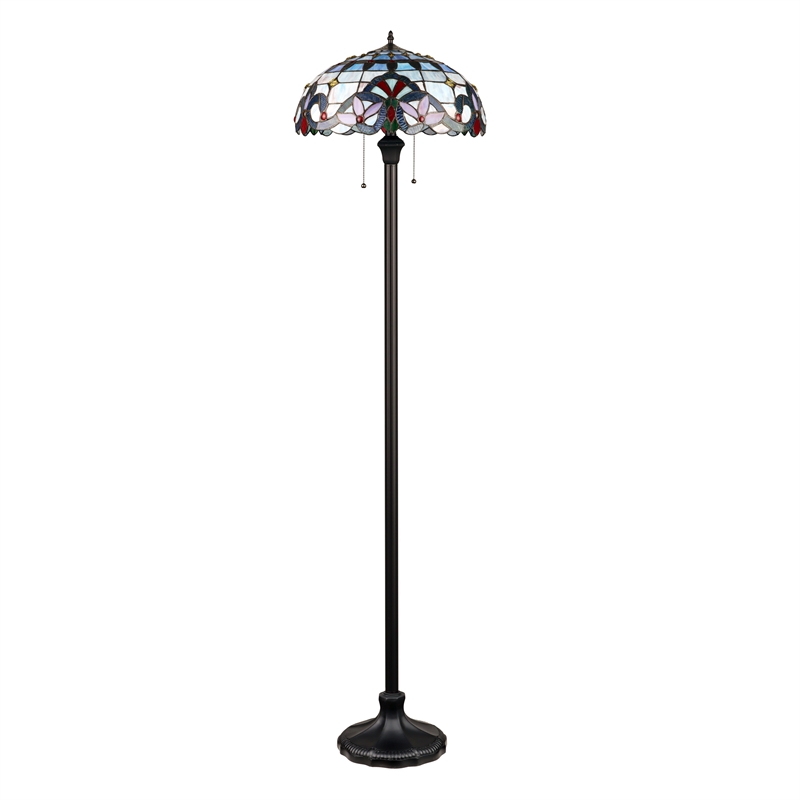 Chloe Lighting Victorian 2-Light Glass & Metal Floor Lamp in Multi-Color