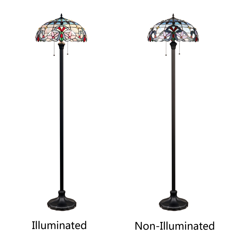 Chloe Lighting Victorian 2-Light Glass & Metal Floor Lamp in Multi-Color