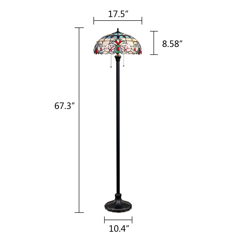 Chloe Lighting Victorian 2-Light Glass & Metal Floor Lamp in Multi-Color