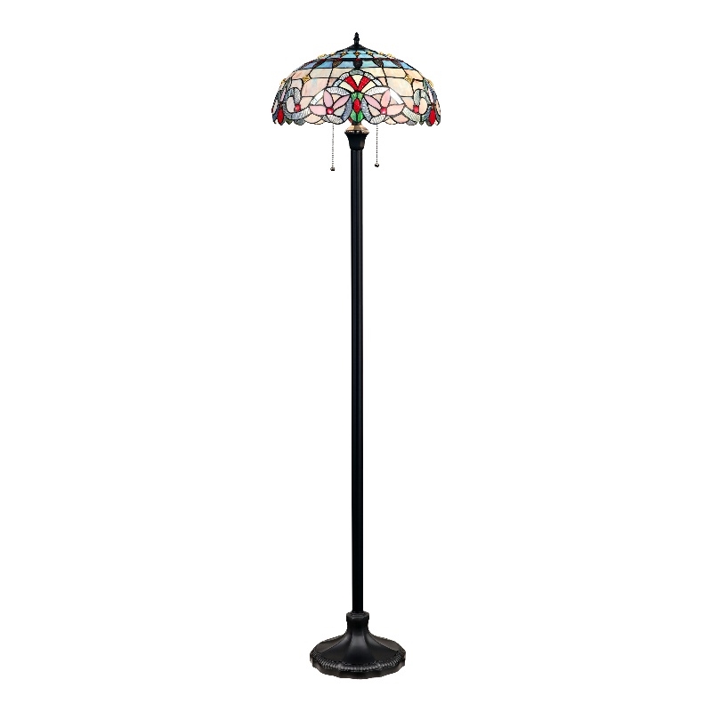 Chloe Lighting Victorian 2-Light Glass & Metal Floor Lamp in Multi-Color