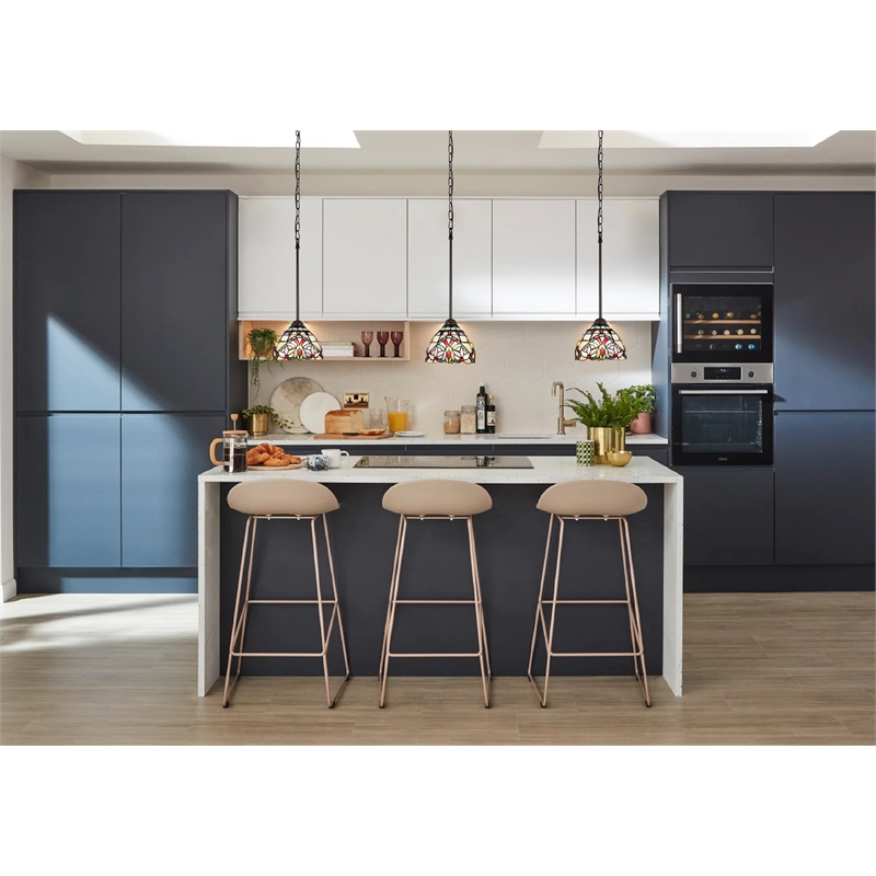 Chloe Lighting Victorian 1-Light Glass/Metal Ceiling Mini Pendant in Multi-Color